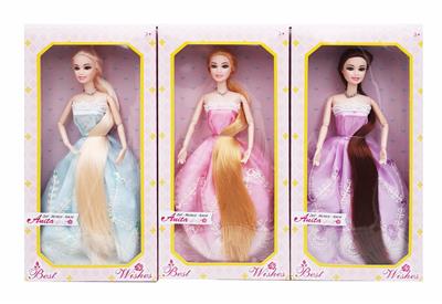 11.5 9-JOINT LONG HAIR DOLL 1 STYLE, 3 COLORS - OBL886433