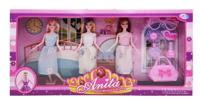 THREE 11.5-INCH 11 JOINT DOLLS AND ACCESSORIES - OBL886481