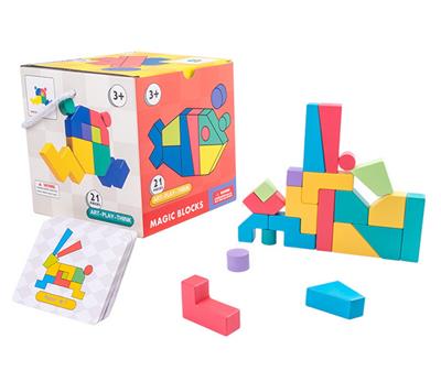 WOODEN RUBIKS CUBE BUILDING BLOCKS 21PCS - OBL887612