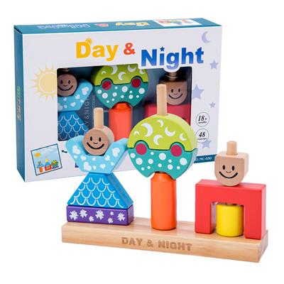 WOODEN DAY AND NIGHT CREATIVE BUILDING BLOCKS - OBL887622