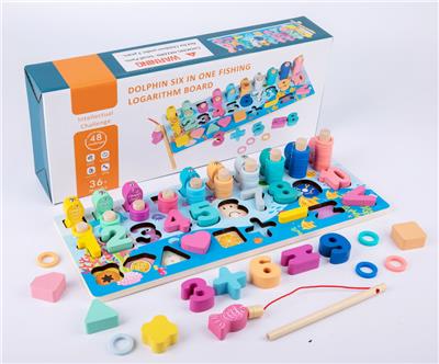 WOODEN DOLPHIN SIX-IN-ONE PAIR BOARD - OBL887627