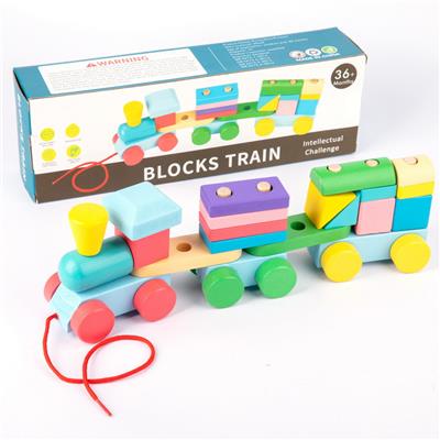 WOODEN COLORFUL BUILDING BLOCK CAR - OBL887628