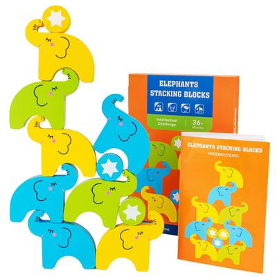 WOODEN ELEPHANTS BALANCE BUILDING BLOCKS - OBL887637