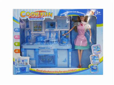 KITCHEN SERIES AND MATCHING AND KITCHEN BARBIE BLUE LIGHT SOUND - OBL888261