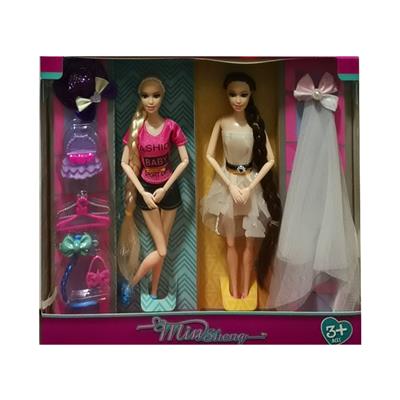 11 inch 11 joint long hair dress set barbie doll - OBL889411