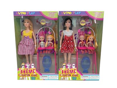 High end theme 11.5-inch full body live hand long hair fashion short skirt barbie - OBL889504