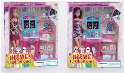 High grade theme 11.5-inch solid 11 joint female pet doctor barbie - OBL889508
