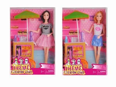 High end juice store theme 11.5 inch body 11 joint long hair fashion short skirt barbie - OBL889522