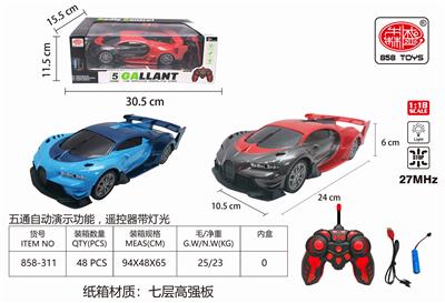 1:18（3.7vUSB充电）布加迪.乌玻璃赛车(红兰2色混装)（车头灯光） - OBL889724