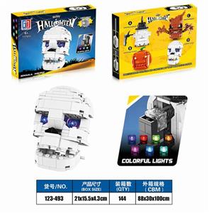 Puzzle city building block halloween light skull - OBL890069
