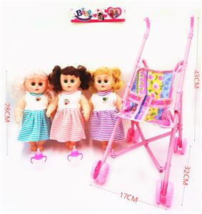 12 inch silent baby girl with cart bottle - OBL890283