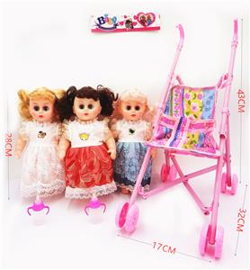 12 inch silent machine embroidered skirt baby girl with cart bottle - OBL890284