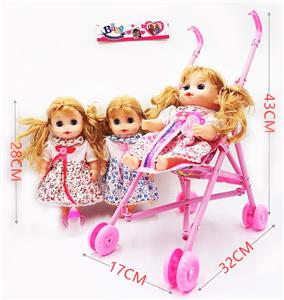 12 inch silent baby girl with cart bottle - OBL890290