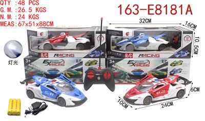 五通仿真遥控警车一键开三门带前灯1:20(包电) - OBL890366