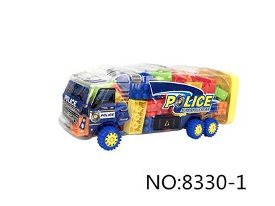 Puzzle building blocks of dynamic police car - OBL890614