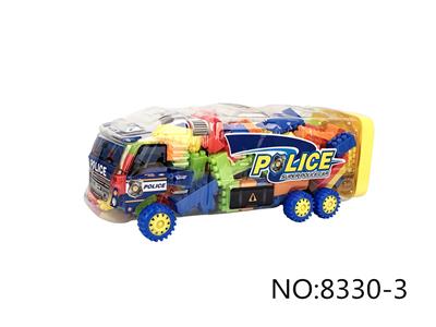 Puzzle building blocks of dynamic police car - OBL890616