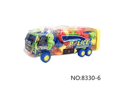 Puzzle building blocks of dynamic police car - OBL890618