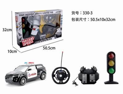 1:16四通重力感应方向盘脚踏遥控极光警车带闪灯 - OBL890883
