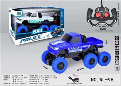 1:16四通灯光六轮皮卡遥控警车 - OBL891503