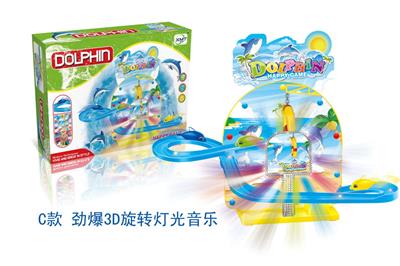 电动磁吸3D炫光海豚滑梯 - OBL891654