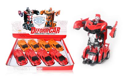 SHOWCASE BOX 8PCS LAMBORGHINI DEFORMED REWIND TRUCK RED/ORANGE 2 COLOR MIX - OBL892045