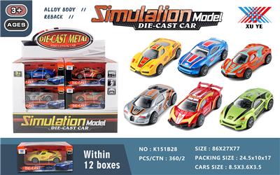 1: 50 ALLOY RETURN FORCE CAR MODEL (12 PIECES) - OBL893386