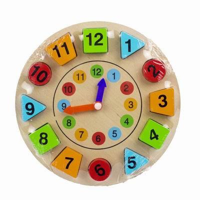 WOODEN DIGITAL-SHAPED BUILDING BLOCK CLOCK - OBL893450
