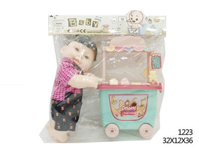 12 INCH ENAMEL SIMULATION DOLL WITH DESSERT CAR - OBL893551