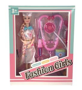 11.5-INCH SOLID 9-JOINT LONG BRAID NURSE BARBIE STETHOSCOPE BLISTER KIT - OBL893806