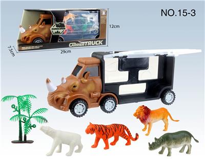 RHINOCEROS STORAGE VEHICLE, 4 ANIMALS AND 1 TREE - OBL894552
