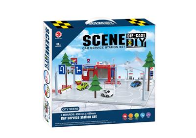 4-BOARD CAR SALES AND GAS STATION SCENES - OBL894681