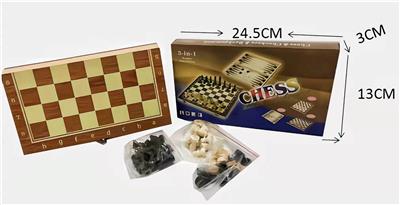 WOOD THREE-IN-ONE CHESS - OBL895590