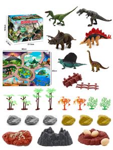 32Pcs puzzle scene dinosaur diy set with map - OBL898677