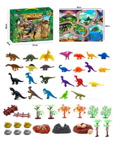 52Pcs puzzle scene dinosaur diy set with map - OBL898689