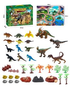 43Pcs puzzle scene dinosaur diy set with map - OBL898690