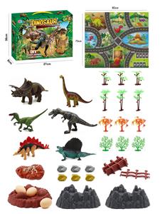 38Pcs puzzle scene dinosaur diy set with non woven map - OBL898694