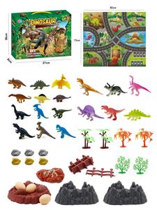 38Pcs puzzle scene dinosaur diy set with non woven map - OBL898695