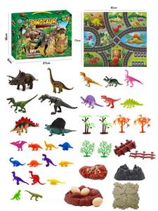 48Pcs puzzle scene dinosaur diy set with non woven map - OBL898697
