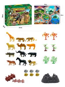 32Pcs puzzle scene animal diy set with map - OBL898700