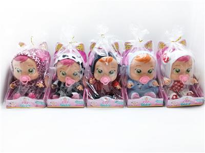 14寸搪胶哭泣娃娃带四声音乐DAD.MotherAngryCry带奶嘴奶瓶 - OBL898994