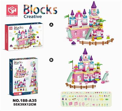 PUZZLE BUILDING BLOCKS - GARDEN CASTLE 194 BLOCKS - OBL900109