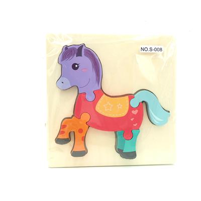 WOODEN MACARON COLOR 3D PONY PUZZLE - OBL900629
