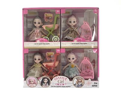 6 INCH SOLID JOINT 3D EYE LEAF LORI DOLL WITH CART HANGING BASKET - OBL901599
