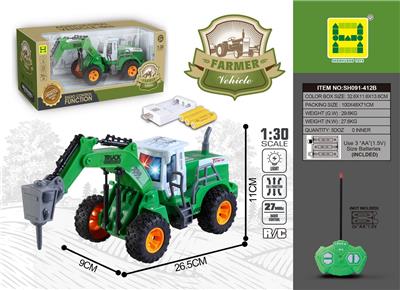 1：30四通灯光遥控高臂钻破农夫车 （包3AA可充电电池+USB座） - OBL905463