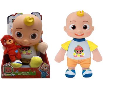 14寸搪胶头棉身cocomelon超级宝贝带主题音乐4首不同的主题音乐和圣诞音乐毛绒西瓜COCO带着塞棉小熊 - OBL905847