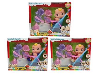 10寸搪胶cocomelon超级宝贝带4首主题音乐和圣诞主题音乐3款不同主题人物混装带过家家套装和尿不湿带学步骑 - OBL905857