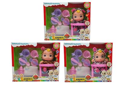 10寸搪胶cocomelon超级宝贝带4首主题音乐和圣诞主题音乐3款不同主题人物混装带过家家套装和尿不湿带学步骑 - OBL905859