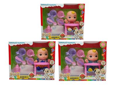 10寸搪胶cocomelon超级宝贝带4首主题音乐和圣诞主题音乐3款不同主题人物混装带过家家套装和尿不湿带学步骑 - OBL905860