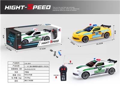 1：18 包电 二通 大黄蜂 警车 遥控车+3D灯光 - OBL907730
