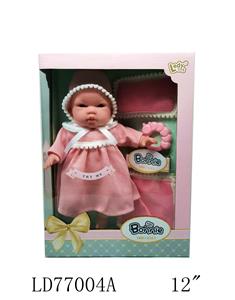 12寸棉身女娃娃发12声IC+枕头被子+毛毛虫摇铃 - OBL909462